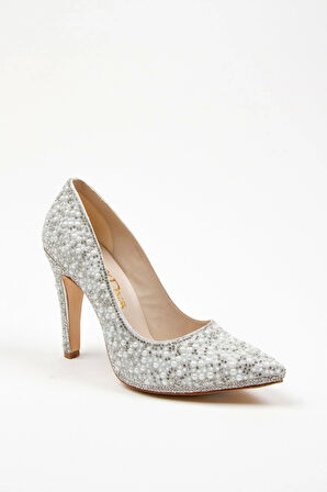 Kadın Moda Şık Gold Full Inci Aynalı Klasik Düğün Nişan Gece Abiye Ayakkabısı