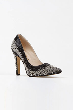 Kadın Moda Şık Gold Sultan Çift Renktaşlı Klasik Sivri Ince Düğün Nişan Gece Abiye Ayakkabısı