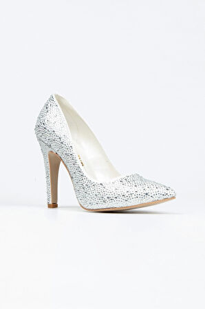 Kadın Moda Şık Rose Sultan Taşlı Klasik Sivri Ince Düğün Nişan Gece Abiye Ayakkabısı