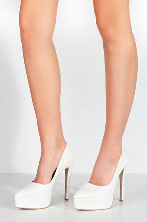 Kadın Moda Şık Gümüş Ayna Klasik Sivri Ince Topuklu Platformlu Düğün Nişan Gece Abiye Ayakkabısı