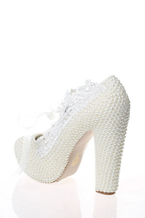 Kadın Moda Şık Sedef Taş İşlemeli Topuklu Zarif Tasarım Düğün Nişan Gece Abiye Ayakkabısı