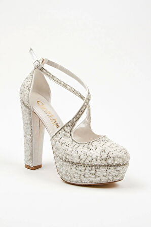 Kadın Moda Şık Gold Full Inci Zarif Tasarım Düğün Nişan Gece Abiye Ayakkabısı