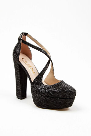 Kadın Moda Şık Gold Janjan Full Taş Düğün Nişan Gece Abiye Ayakkabısı