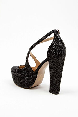 Kadın Moda Şık Gold Janjan Full Taş Düğün Nişan Gece Abiye Ayakkabısı