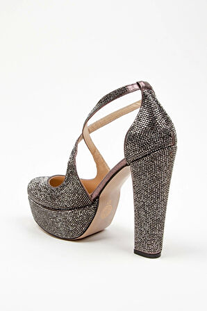 Kadın Moda Şık Gold Janjan Full Taş Düğün Nişan Gece Abiye Ayakkabısı