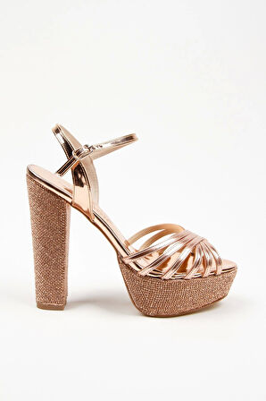 Kadın Moda Şık Gümüş Ayna Çapraz Ökçe Poli Taş Düğün Nişan Gece Abiye Ayakkabısı