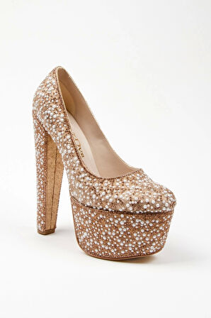 Kadın Moda Şık Gümüş Full Inci Zarif Tasarım Düğün Nişan Gece Abiye Ayakkabısı