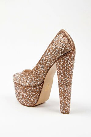 Kadın Moda Şık Gümüş Full Inci Zarif Tasarım Düğün Nişan Gece Abiye Ayakkabısı