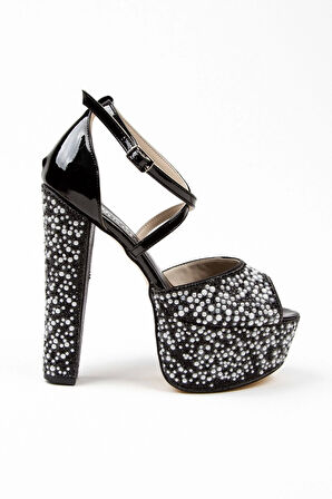 Kadın Moda Şık Gold Ayna Full Inci Düğün Nişan Gece Abiye Ayakkabısı