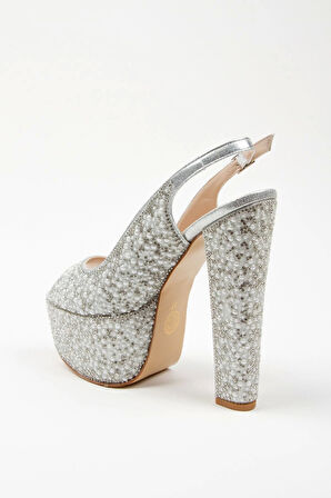 Kadın Moda Şık Gold Sultan Full Inci Düğün Nişan Gece Abiye Ayakkabısı