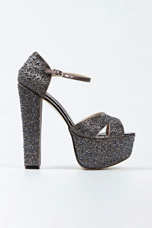 Kadın Moda Şık Sultan Inci Taşlı Çapraz Klasik Topuklu Platformlu Düğün Nişan Gece Abiye Ayakkabısı