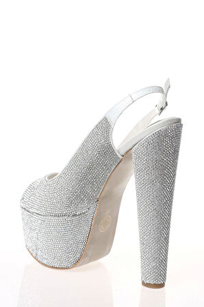 Kadın Moda Şık Gold Full Taş Yüksek Topuk Topuklu Düğün Nişan Gece Abiye Ayakkabısı