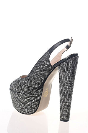 Kadın Moda Şık Gold Full Taş Yüksek Topuk Topuklu Düğün Nişan Gece Abiye Ayakkabısı