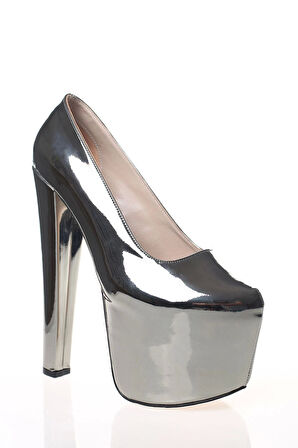 Kadın Moda Şık Gold Ayna Yüksek Topuk Topuklu Zarif Tasarım Düğün Nişan Gece Abiye Ayakkabısı