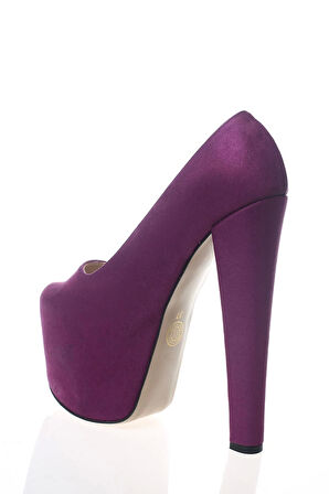 Kadın Moda Şık Fuşya Süet Yüksek Topuk Topuklu Zarif Tasarım Düğün Nişan Gece Abiye Ayakkabısı