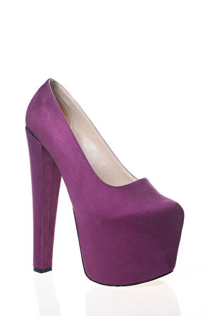 Kadın Moda Şık Fuşya Süet Yüksek Topuk Topuklu Zarif Tasarım Düğün Nişan Gece Abiye Ayakkabısı