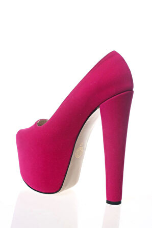 Kadın Moda Şık Fuşya Süet Yüksek Topuk Topuklu Zarif Tasarım Düğün Nişan Gece Abiye Ayakkabısı
