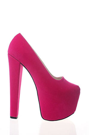 Kadın Moda Şık Fuşya Süet Yüksek Topuk Topuklu Zarif Tasarım Düğün Nişan Gece Abiye Ayakkabısı