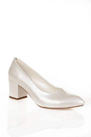 Kadın Moda Şık Sedef Cilt Alçak Topuklu Klasik Ayakkabı Topuklu Düğün Nişan Gece Abiye Ayakkabısı