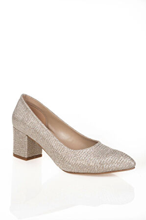 Kadın Moda Şık Gold Klasik Ayakkabı Topuklu Zarif Tasarım Düğün Nişan Gece Abiye Ayakkabısı