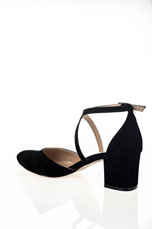 Kadın Moda Şık Siyah Topuklu Ayakkabı Topuklu Zarif Tasarım Düğün Nişan Gece Abiye Ayakkabısı