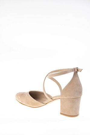 Kadın Moda Şık Pudra Süet Topuklu Klasik Ayakkabı Topuklu Düğün Nişan Gece Abiye Ayakkabısı