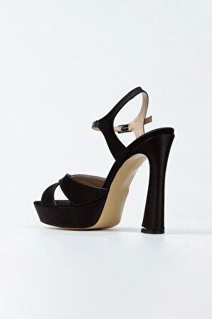 Kadın Moda Şık Lacivert Saten Klasik Aynalı Düğün Nişan Gece Abiye Ayakkabısı