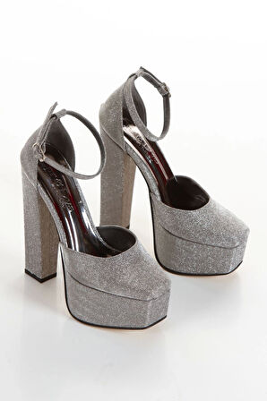 Kadın Moda Şık Kalın Yüksek Topuklu Köşeli Platformlu Topuklu Düğün Nişan Gece Abiye Ayakkabısı