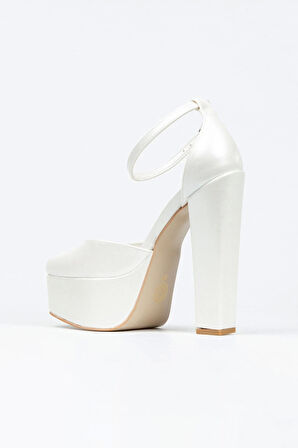 Kadın Moda Şık Sedef Cilt Klasik Köşe Kalıplı Kalın Düğün Nişan Gece Abiye Ayakkabısı