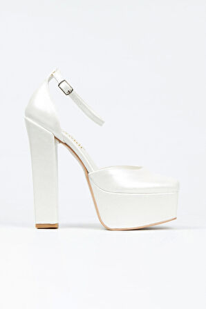 Kadın Moda Şık Sedef Cilt Klasik Köşe Kalıplı Kalın Düğün Nişan Gece Abiye Ayakkabısı