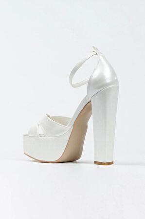 Kadın Moda Şık Sedef Cilt Klasik Köşe Kalıplı Kalın Düğün Nişan Gece Abiye Ayakkabısı