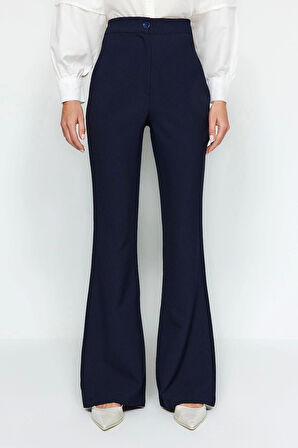 Kadın Yeni Moda İspanyol Paça Regular Boy Dokuma İspanyol Paça Flare Pantolon
