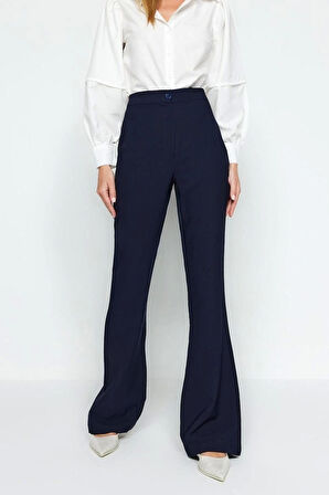 Kadın Yeni Moda İspanyol Paça Regular Boy Dokuma İspanyol Paça Flare Pantolon