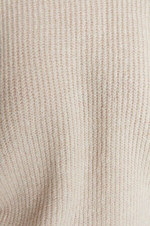 Kadın Moda Regular Bisiklet Yaka Uzun Kol Dokulu Geniş Kalıp Couple Yumuşak Dokulu Basic Triko Kazak