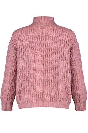 Kadın Moda Şık Regular Dik Yaka Uzun Kol Dokulu Yumuşak Dokulu Geniş Kalıp Triko Kazak