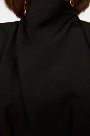 Yeni Slim Gündüz Gece Finike Dokuma Dik Yaka Kolsuz Kol Bodycone Midi Boy Elbise