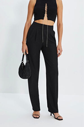 Kadın Yeni Moda Geniş Paça Uzun Boy Dokuma Wide Leg Geniş Paça Pilili Pantolon