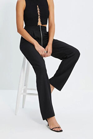 Kadın Yeni Moda Geniş Paça Uzun Boy Dokuma Wide Leg Geniş Paça Pilili Pantolon