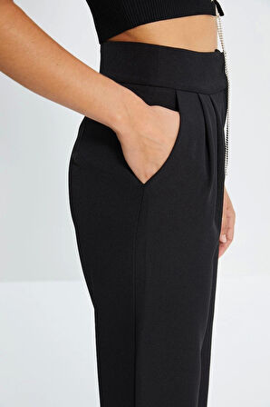 Kadın Yeni Moda Geniş Paça Uzun Boy Dokuma Wide Leg Geniş Paça Pilili Pantolon