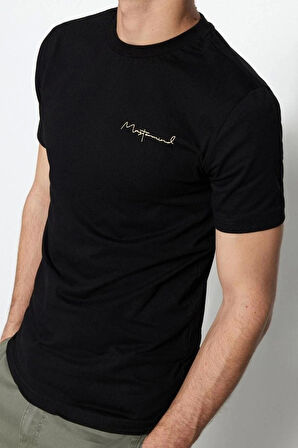 Yeni Sezon Slim %100 Pamuk Bisiklet Yaka Kısa Kol Slogan Desenli Günlük T-Shirt