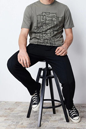 Yeni Sezon Slim %100 Pamuk Bisiklet Yaka Kısa Kol Baskılı Desenli Günlük Dokuma T-Shirt