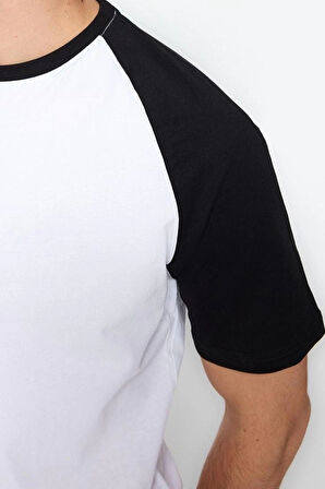 Yeni Sezon Regular %100 Pamuk Bisiklet Yaka Kısa Kol Renk Bloklu Desenli Günlük T-Shirt