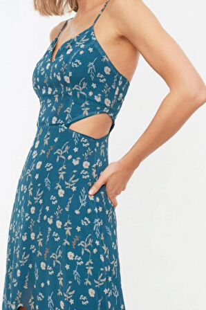 Yeni Regular Gündüz Gece Şifon Dokuma V Yaka Askılı Kol A-Line Maxi Boy Elbise