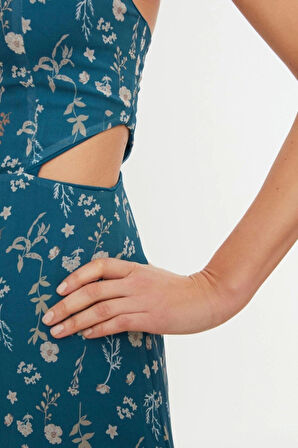 Yeni Regular Gündüz Gece Şifon Dokuma V Yaka Askılı Kol A-Line Maxi Boy Elbise