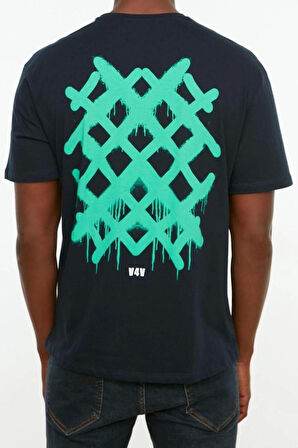 Yeni Sezon Rahat %100 Pamuk Bisiklet Yaka Kısa Kol Geometrik Desenli Günlük Dokuma T-Shirt
