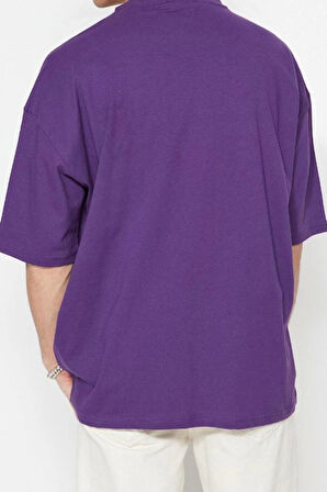 Yeni Sezon Oversize %100 Pamuk Bisiklet Yaka Kısa Kol Slogan Desenli Günlük T-Shirt