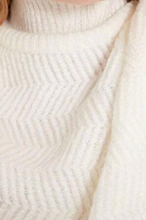 Kadın Moda Şık Regular Dik Yaka Uzun Kol Saç Örgü Yumuşak Dokulu Basic Triko Kazak