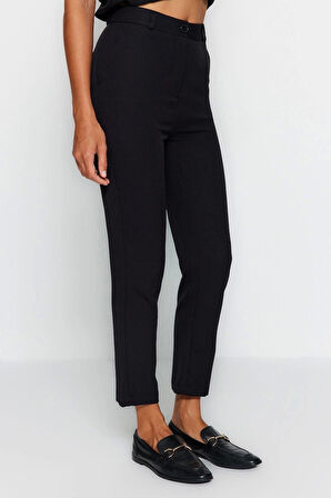 Kadın Yeni Moda Boru Paça Regular Boy Dokuma Basic Cigarette Dar Paça Pantolon