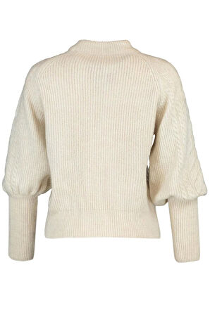 Kadın Moda Şık Regular Dik Yaka Uzun Kol Saç Örgü Yumuşak Dokulu lü Triko Kazak