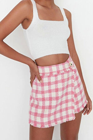 Kadın Moda Şık Crop Bisiklet Yaka Slim Crop Yumuşak Dokulu Bluz-Hırka Triko Takım